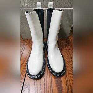 Stylish White and Black Boots